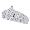 .925 Sterling Silver Baguette Diamond Marquise Cluster Engagement Ring 0.50 CT.