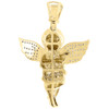 Diamond Angel Pendant Men's 10K Yellow Gold Round Cut Pave Wings Charm 0.45 Tcw.