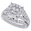 14K White Gold Princess Diamond Split Shank Contour Engagement Ring 2.50 Ct.