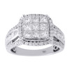 Diamond Engagement Ring 14K White Gold Princess Cut Square Halo Design 1.88 Tcw.