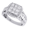 Diamond Engagement Ring 14K White Gold Princess Cut Square Halo Design 1.88 Tcw.