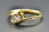 Diamond Flower Engagement Ring 14K Yellow Gold Round Cut 0.18 Ct Swirl Design