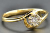 Diamond Flower Engagement Ring 14K Yellow Gold Round Cut 0.18 Ct Swirl Design