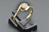 Diamond Flower Engagement Ring 14K Yellow Gold Round Cut 0.18 Ct Swirl Design