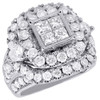 14K White Gold Ladies Princess & Round Cut Diamond Wedding Engagement Ring 4 Ct.