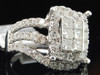 Diamond Engagement Ring 14K White Gold Princess & Round Cut 2 Ct