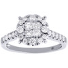 14K White Gold Princess & Round Cut Diamond Soleil Engagement Ring 0.75 Ct.
