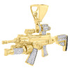 10K Yellow Gold M4A1 Assault Rifle Diamond Pendant Mens Round Pave Charm 0.80 ct