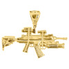 10K Yellow Gold M4A1 Assault Rifle Diamond Pendant Mens Round Pave Charm 0.80 ct