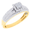 14K Yellow Gold Diamond Engagement Wedding Ring Princess Cut Halo Style 0.49 Ct.