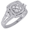 Diamond Square Engagement Ladies 14k White Gold Round Pave Wedding Ring .63 Ct.