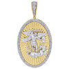 10K Yellow Gold Diamond Archangel St. Michael Slaying Dragon Oval Pendant .55 Ct