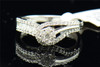 Diamond Flower Engagement Ring 10K White Gold Round & Baguette Cut 0.48 Ct