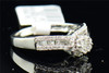 Diamond Flower Engagement Ring 10K White Gold Round & Baguette Cut 0.48 Ct