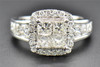 Princess Diamond Engagement Ring Ladies 14K White Gold Square Halo 2.26 Ct