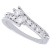 14K White Gold Two Stone Diamond Engagement Ring Love & Friendship Bypass 3/4 Ct
