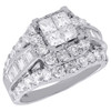 14K White Gold Ladies Princess & Round Cut Diamond Wedding Engagement Ring 2 Ct.