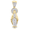 10K Yellow Gold Diamond Virgin Mary Pendant Round Pave Guadalupe Charm 0.90 Ct.