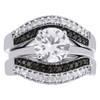 10K White Gold Black Diamond Enhancer Ring Wrap Contour Wedding Band 0.50 Ct.