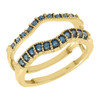 14K Yellow Gold Blue Diamond Solitaire Enhancer Wrap Ladies Ring Jacket 0.35 Ct.