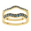 14K Yellow Gold Blue Diamond Solitaire Enhancer Wrap Ladies Ring Jacket 0.35 Ct.