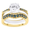 14K Yellow Gold Blue Diamond Solitaire Enhancer Wrap Ladies Ring Jacket 0.35 Ct.