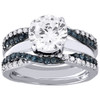 Blue Diamond Solitaire Engagement Ring Enhancer Wrap 10K White Gold 0.47 Ctw.