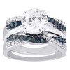 Blue White Diamond Solitaire Engagement Ring Enhancer Wrap 10K White Gold .50 Ct