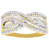 10K Yellow Gold Baguette & Round Diamond Crossover Band Right Hand Ring 1/2 Ct