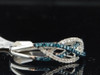 Ladies 10K White Gold Blue Diamond Engagement Ring Designer Wedding Band Bridal 0.20CT