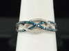 Ladies 10K White Gold Blue Diamond Engagement Ring Designer Wedding Band Bridal 0.20CT