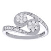 14K White Gold Two Stone Cluster Diamond Swirl Flower Engagement Ring 0.50 CT