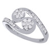 14K White Gold Two Stone Cluster Diamond Swirl Flower Engagement Ring 0.50 CT