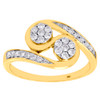 14K Yellow Gold Two Stone Cluster Diamond Swirl Flower Engagement Ring 0.50 CT