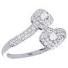 14K White Gold Two Stone Bypass Diamond Love & Friendship Engagement Ring 0.50 CT.