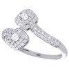 14K White Gold Two Stone Bypass Diamond Love & Friendship Engagement Ring 0.50 CT.