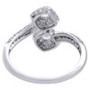 14K White Gold Two Stone Bypass Diamond Love & Friendship Engagement Ring 0.50 CT.