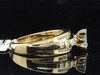 Ladies 10K Yellow Gold Princess & Round Cut Diamond Engagement Ring Wedding Band.