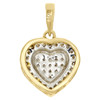 10K Yellow Gold Round Diamond Double Frame Heart Pendant 0.7" Pave Charm 0.15 CT