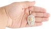 10K Yellow Gold Genuine Diamond Lion Head Puff Pendant 1.90" Pave Charm 1.25 CT.
