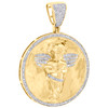 10K Yellow Gold Real Diamond Praying Angel Medallion Pendant 1.65" Charm 1/2 CT.