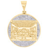 10K Yellow Gold Diamond Last Supper Circle Medallion Pendant 1.6" Charm 1/2 CT.