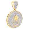 10K Yellow Gold Real Diamond Pharaoh Sphinx Medallion Pendant 1.5" Charm 1/2 CT.