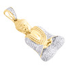 10K Yellow Gold Real Diamond Meditating Buddha Pendant 1.30" Pave Charm 1/2 CT.