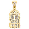 10K Yellow Gold Diamond Praying Hand Rosary Cross Pendant 1.3" Pave Charm 1/4 CT