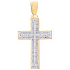 10K Yellow Gold Real Diamond Step Tiered Frame Cross Pendant 1.9" Charm 1/3 CT.