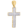 10K Yellow Gold Real Diamond Step Tiered Frame Cross Pendant 1.9" Charm 1/3 CT.