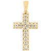 10K Yellow Gold Real Diamond Step Tiered Frame Cross Pendant 1.9" Charm 1/3 CT.