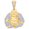 10K Yellow Gold Diamond Laughing Happy Buddha Pendant 2.20" Pave Charm 1.75 CT.
