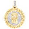 10K Yellow Gold Diamond Jesus Face Miami Cuban Circle Pendant 1.65" Charm 1 CT.